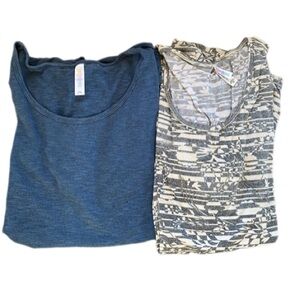 LulaRoe Bundle 2xl Women’s relaxed fit tops Blue Gray Stripped Casual Spring